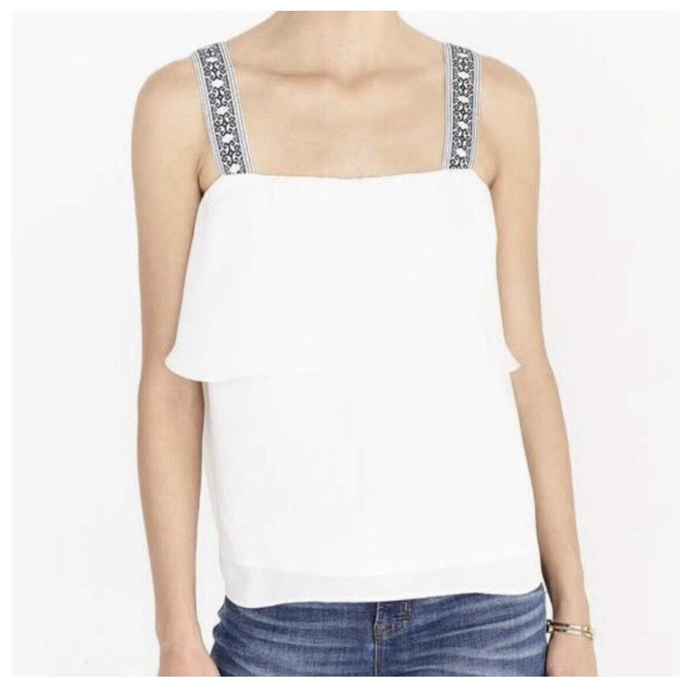 J. Crew Top Blouse Tank Chiffon Sz 0 Ruffle Women's NWT